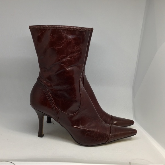 Nine West Red Brown Lanthero Leather Short Boot 🚫 - Picture 2 of 6